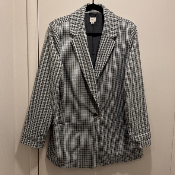 Oversized Plaid Blazer Jacket Size L - Picture 1 of 4